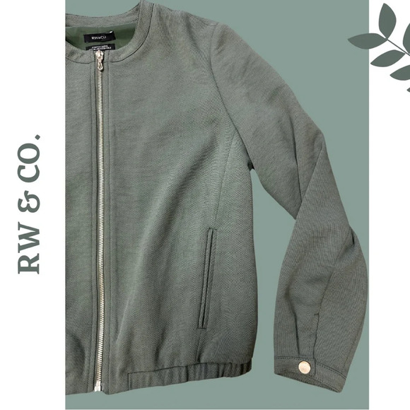 RW&Co Khaki Green Lined Lightweight Bomber Jacket Zipper Front Size Small - Picture 5 of 7